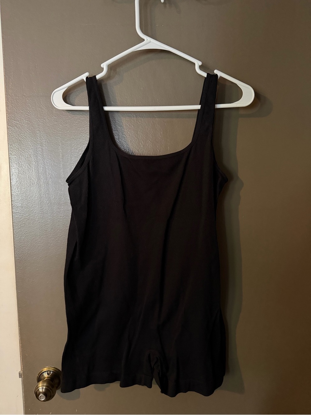Maternity Black Ribbed Tank Romper